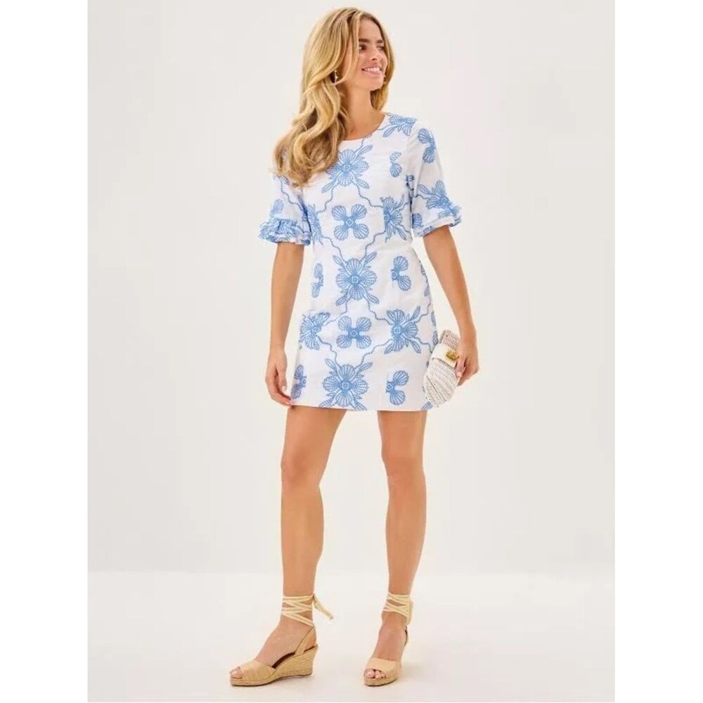 Lilly Pulitzer Fiesta Dress Ruffle Sleeve Shift Dress Palm Beach Chic NWT Sz 16